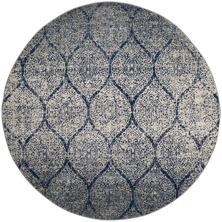 Safavieh 4 x 4 ft. Madison Power Loomed Round Area RugNavy & Silver MAD604G-4R
